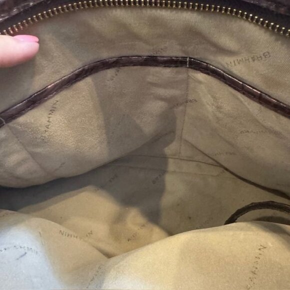 Brahmin Crocodile Embossed Leather Handbag With Tassel Accent & Gold Hardware - Picture 16 of 16